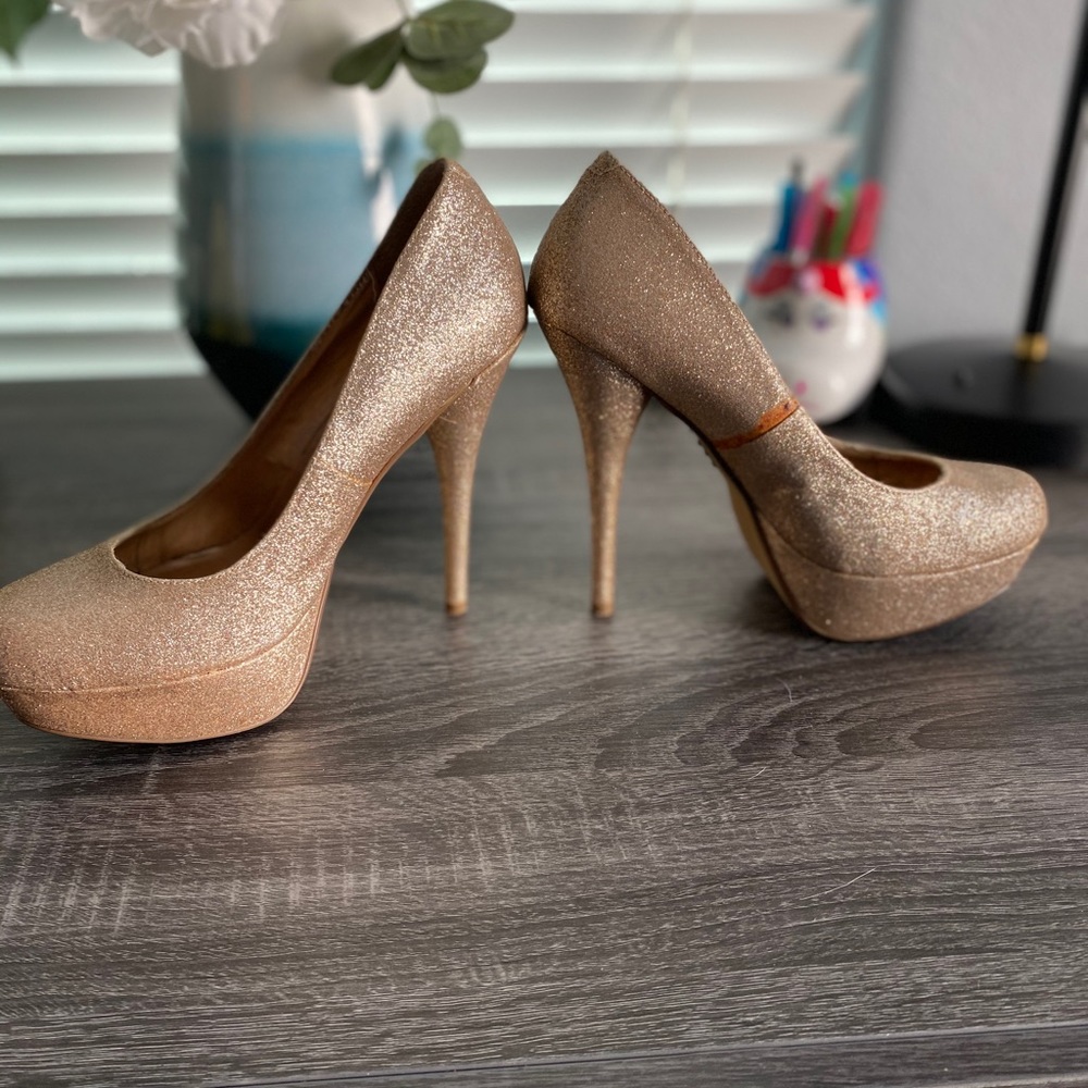 Baker’s Gold Glitter Heels